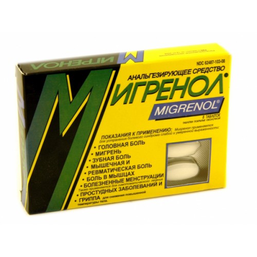 Migrenol (Caffeine + Paracetamol) 8 tablets | Buy online